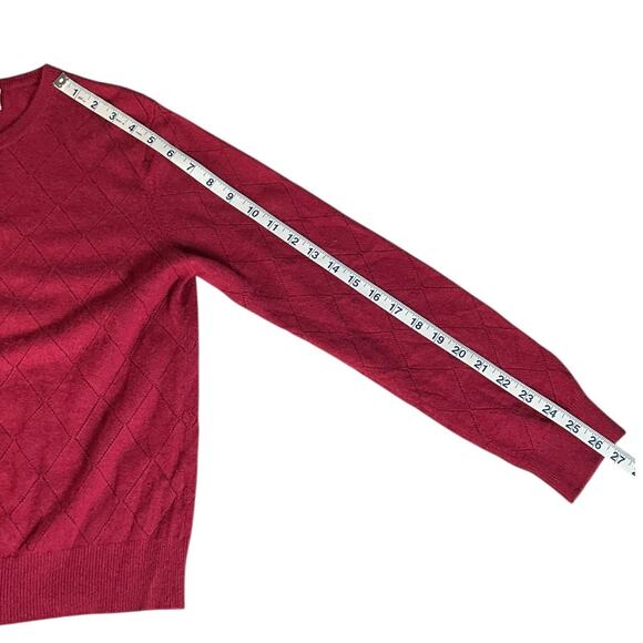 Neiman Marcus 100% Cashmere Cardigan Large Burgundy Button Front Soft Luxery - Picture 10 of 11